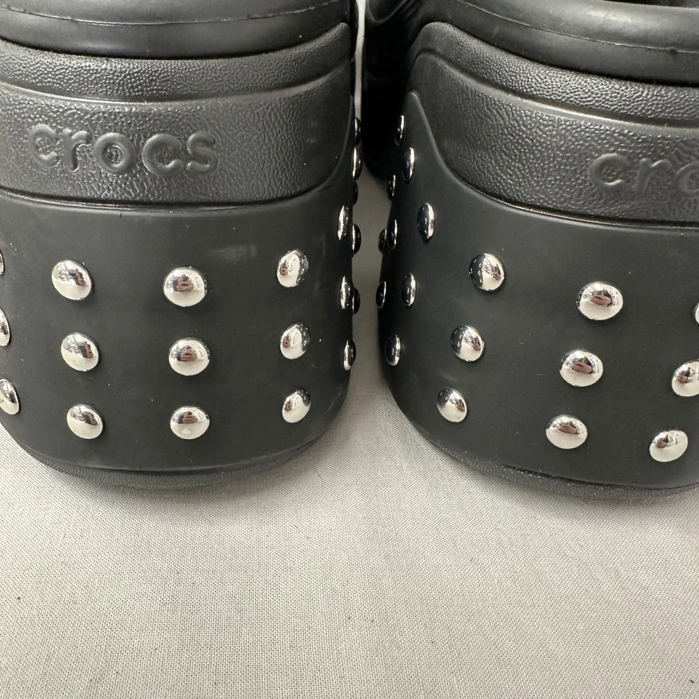 Crocs Siren Studded Platform Clog‎ Mule Black Mens Size 11 Goth Bratz